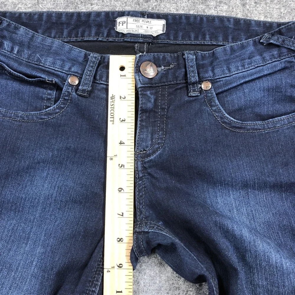 Free People Jeans Womens 27 Blue Low Rise Skinny Dark Wash Stretch Denim